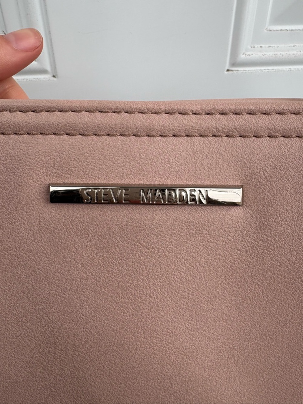 Steve Madden Dusty Pink Crossbody Purse with Silver Logo Plaque